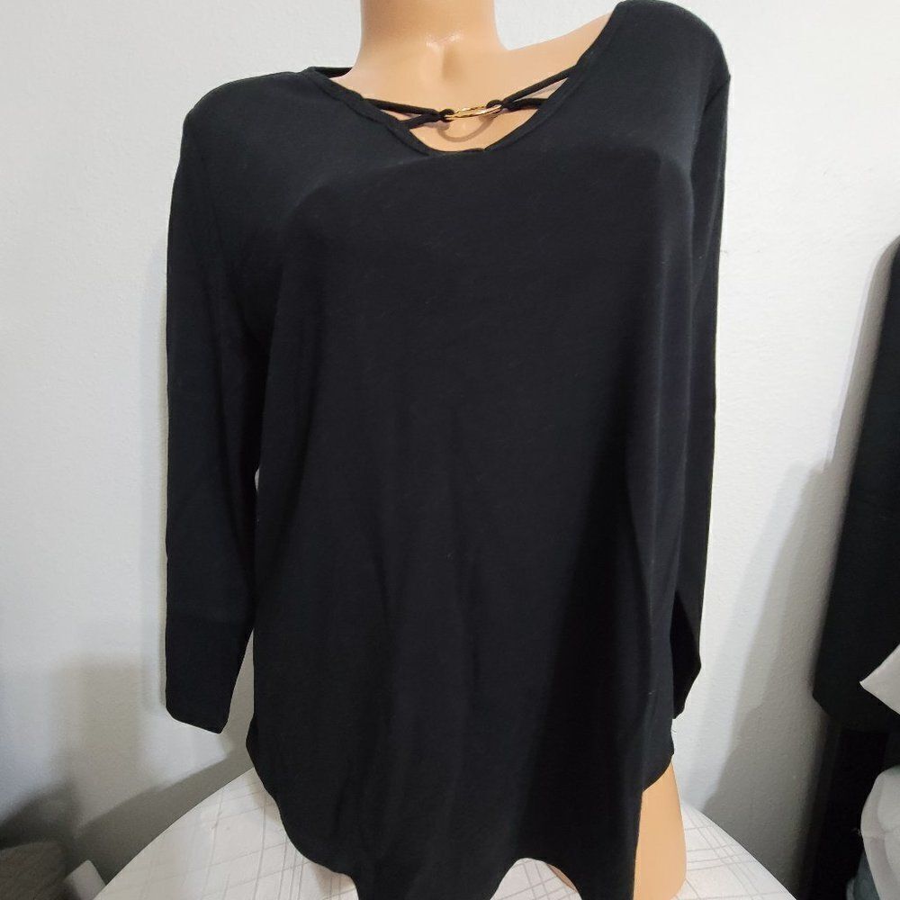 1069  XLARGE Nine West Black Knit Top NWT